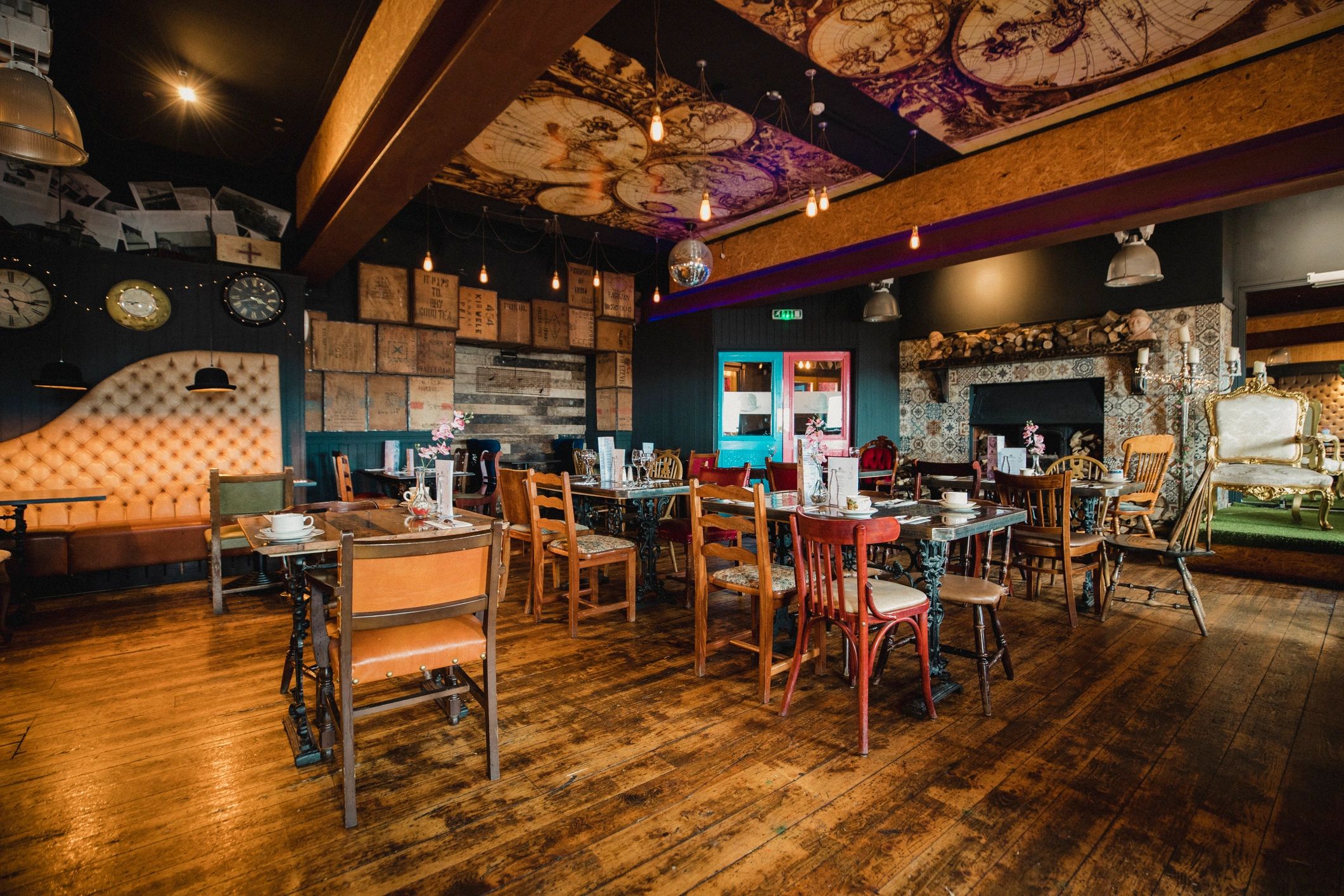 Restaurant interior with counter-service seating