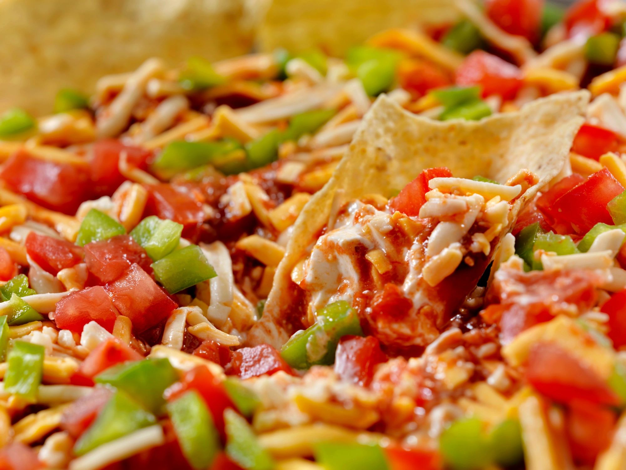 Layer dip with tortilla chips